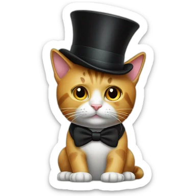 Cat with black tigh and top hat sticker
