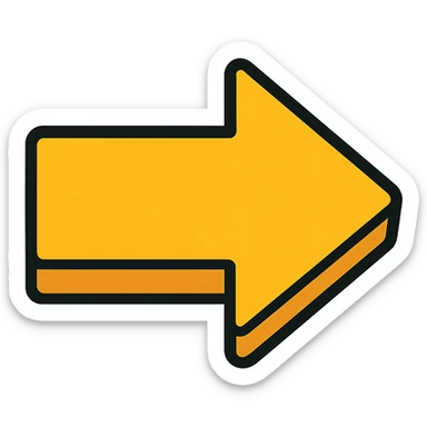 gold arrow pointing East, cartoon style sticker