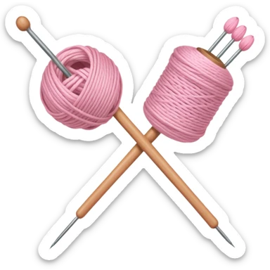 Knitting needles & light pink yarn sticker