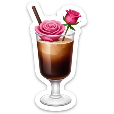 Cold brew coffee with roses pink and red mini small size glas sticker