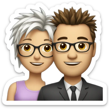 Man with glasses anda spiky hair with westie girl sticker