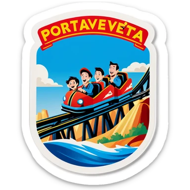 Roller coaster with the name « Portaventura » sticker