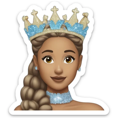 ariana grande wearing a blue sparkling crown sticker