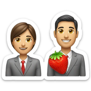 matching job applicant with recruiter and a strawberry sticker