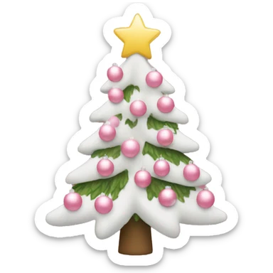 christmas tree with light pink and white ornaments sticker