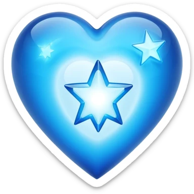 A translucent 3D heart with a sci-fi blue star inside sticker