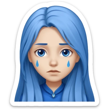 blue long hair killing looks in gray girl sticker