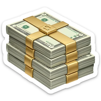 Metallic black-and-white money pack emoji, simple geometric stack of bills,minimal style
 sticker