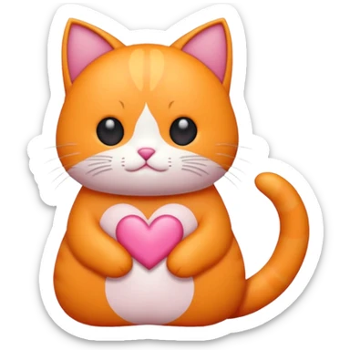 Gato naranja corazón rosa cuerpo entero kawaii sticker