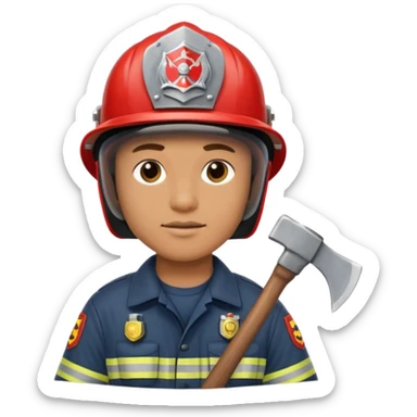 firefighter with axe sticker