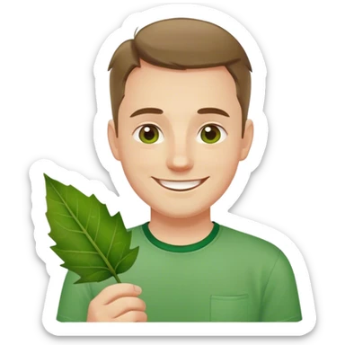 polish man in green shirt happy leaf sticker