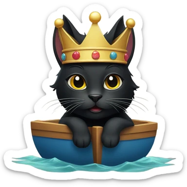 Black cat in a crown on a boat sticker