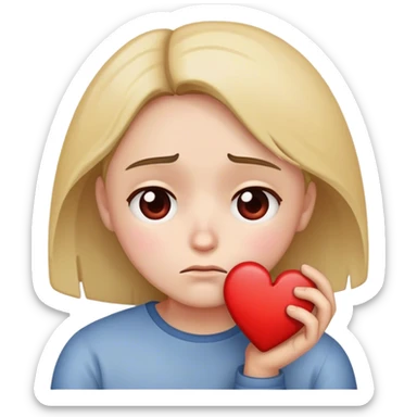 Üzgün suratli elinde kirik kalp olan sticker