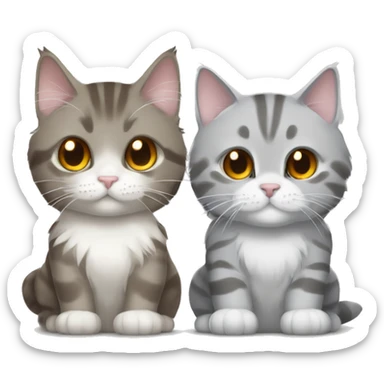 Silver Maine Coon and Brown British shorthair holding hands sticker