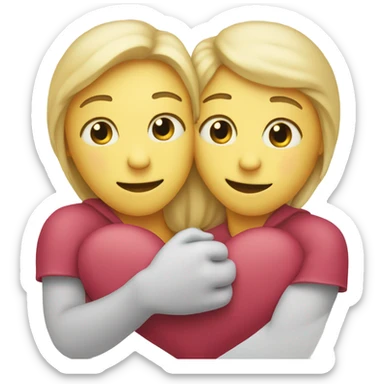 Two hearts hugging each other sticker