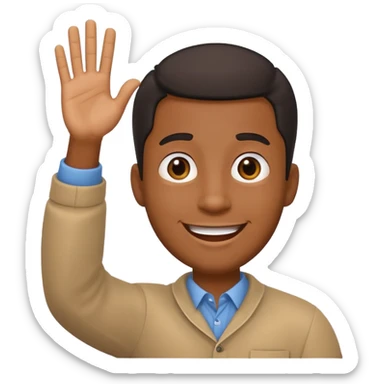 cartoon Black man character, waving, cheerful, emoji-style sticker