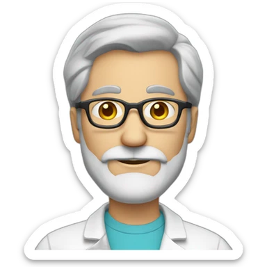 middle aged man with grey beard, doctor, shicky reading glasses sticker