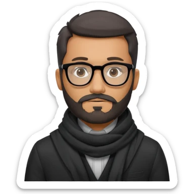 gray scarf male  beard hair with suit glasses sticker