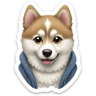 Pomsky wearing a cardigan sticker
