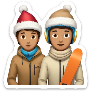 2 guys snowboarding birthday sticker