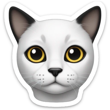 white and black forehead cat sticker