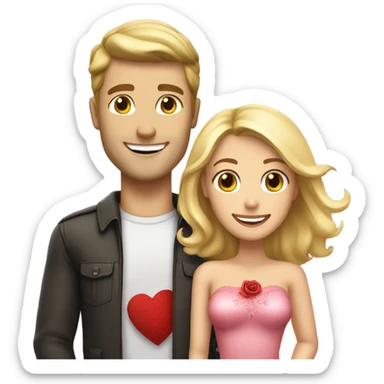 Caucasion male Valentine blonde woman  sticker