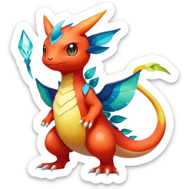 Elemental magical colorful exotic animesque Pokémon-Fakémon-creature, (full body) sticker