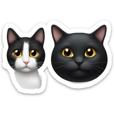 Two pet cats one is black and larger than the other which is a tuxedo cat sticker