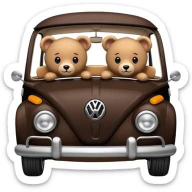Two teddy bears in black Volkswagen  sticker