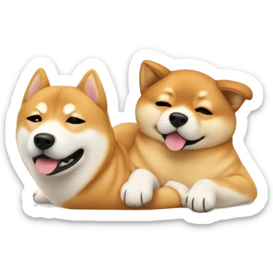 shiba inu and golden retriever laying on back sticker