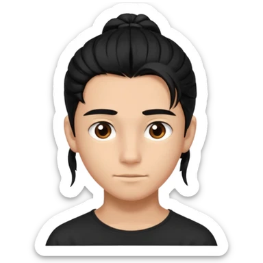 homme cheveux noir long attaché sans cheveux dépassant  16 ans, un peu bronzé sticker