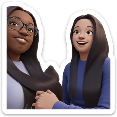 girls with long hair indoors sticker