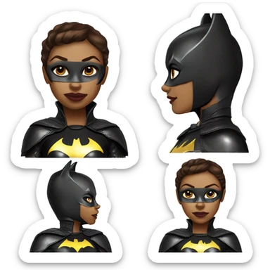 Light skinned Batgirl in shiny leather monster armor  sticker