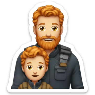 a ginger old women with his son a beard ginger sticker