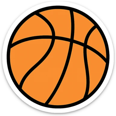 basketball as a lineal color icon, black outlines, simple and recognizable sticker