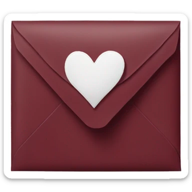burgundy closed envelope with white heart stamp sticker