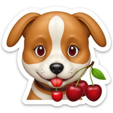 dog with cherries sticker
