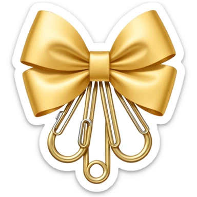 one gold paper clip with a white bow in the middle sticker