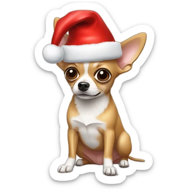 A chihuahua with Xmas hat sticker