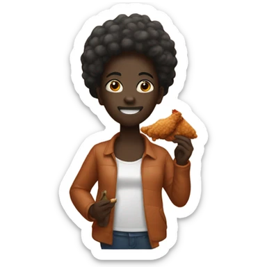 Dark skinned eating fried chicken sticker