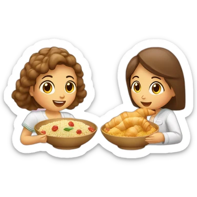 Algerian girl eating couscous and French girl eating croissant  sticker