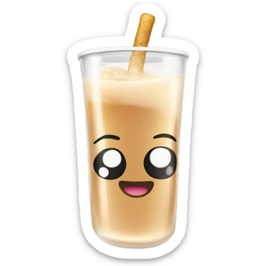 A boba tea inside of a champagne bottle.  sticker