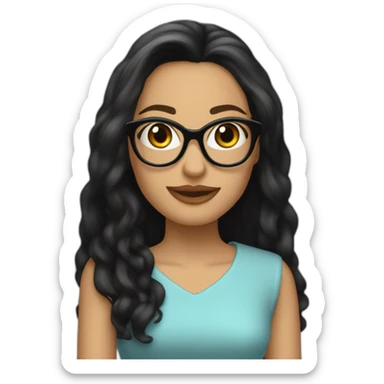 angelina golie avec les lunettes avec des long cheveux noirs sticker