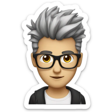 a guy with white coloured spectacles,black coloured Fauxhawk hairstyle sticker