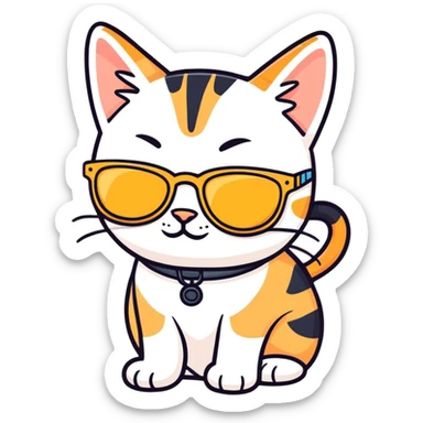 Tabby cat with sunglasses  sticker