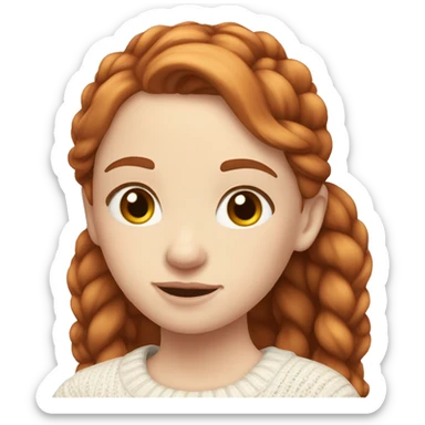 Red-haired girl in low ponytails with pale skin white sweater sticker