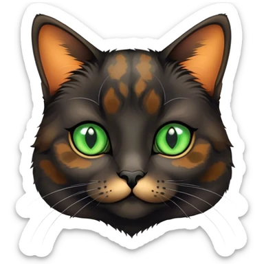 black tortoiseshell girl cat with green eyes sticker