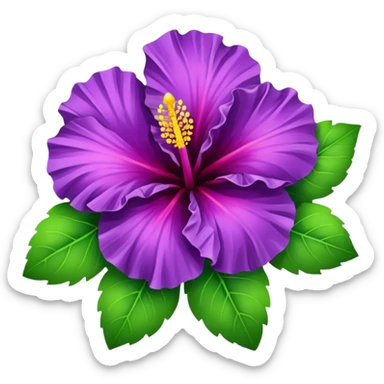 purple hibiscus with leaves sticker