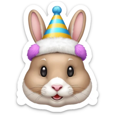 rabbit wearing party hat sticker