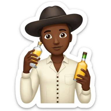 black guy holding tequila  sticker
